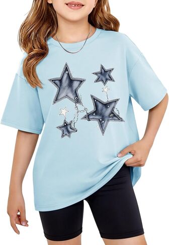 GEMLON Girls T Shirts Graphic Tees Short Sleeve Cute Tops for Teen Girls Shirts Size 5-14 in Saudi Arabia