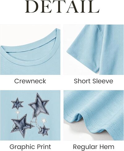GEMLON Girls T Shirts Graphic Tees Short Sleeve Cute Tops for Teen Girls Shirts Size 5-14 in Saudi Arabia