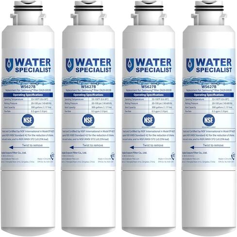 Waterspecialist DA29-00020B Refrigerator Water Filter, Replacement for Samsung DA29-00020A/B, HAF-CIN/EXP, DA29-00020B-1, RF25HMEDBSR, RF28HMEDBSR, RS25J500DSR&More Models, 4 Carbon Filters in Saudi Arabia