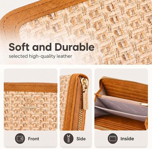 Clutch Wallet For Women, Leather RFID Blocking Wallet Women Large Capacity Credit Card Holder, Womens Billfolds and Wallets Gifts for Women Birthday, Ladies Wallet with Phone Holder, Zip Around in Kuwait