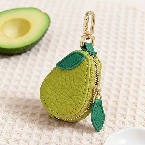 Cute Fruit Shape PU Keychain Coin Purse, Mini AirTag Holder & Small Jewelry Organizer Pouch, Portable Bag Charm for Women, Avocado Strawberry Pendant, Multi-Functional Coin Storage Bag in Kuwait