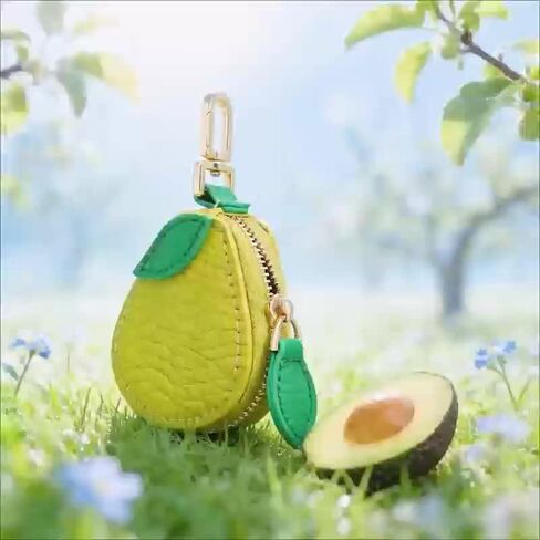 Cute Fruit Shape PU Keychain Coin Purse, Mini AirTag Holder & Small Jewelry Organizer Pouch, Portable Bag Charm for Women, Avocado Strawberry Pendant, Multi-Functional Coin Storage Bag in Kuwait
