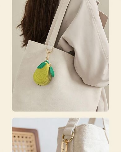 Cute Fruit Shape PU Keychain Coin Purse, Mini AirTag Holder & Small Jewelry Organizer Pouch, Portable Bag Charm for Women, Avocado Strawberry Pendant, Multi-Functional Coin Storage Bag in Kuwait