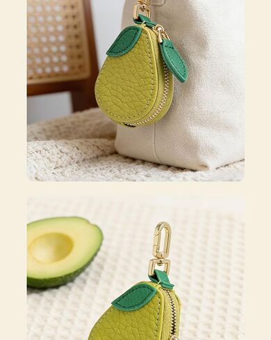 Cute Fruit Shape PU Keychain Coin Purse, Mini AirTag Holder & Small Jewelry Organizer Pouch, Portable Bag Charm for Women, Avocado Strawberry Pendant, Multi-Functional Coin Storage Bag in Kuwait