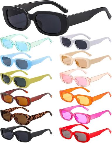 12 Pairs Rectangle Sunglasses Bulk, Trendy Y2K Retro Glasses for Women Men 90’s Vintage Square Frame Party Sunglasses in Saudi Arabia