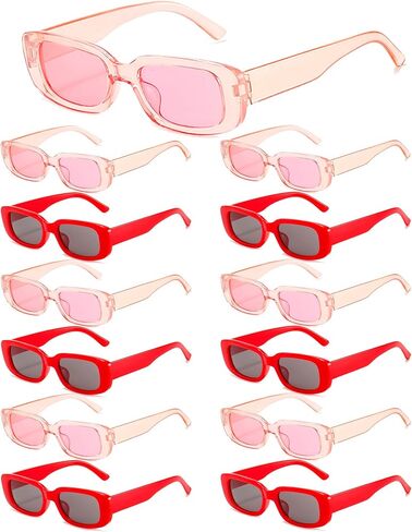 12 Pairs Rectangle Sunglasses Bulk, Trendy Y2K Retro Glasses for Women Men 90’s Vintage Square Frame Party Sunglasses in Saudi Arabia
