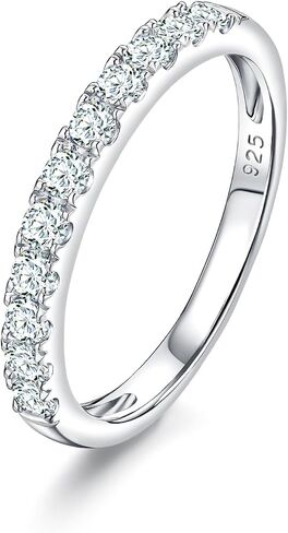 AIBAO Amethyst/Emerald/Ruby/Sapphire/Cubic Zirconia Half Eternity Band Rings for Women Sterling Silver Birthstone Stackable Rings Size 6 to 10 Anniversary Birthday Christmas Jewelry Gift in Saudi Arabia