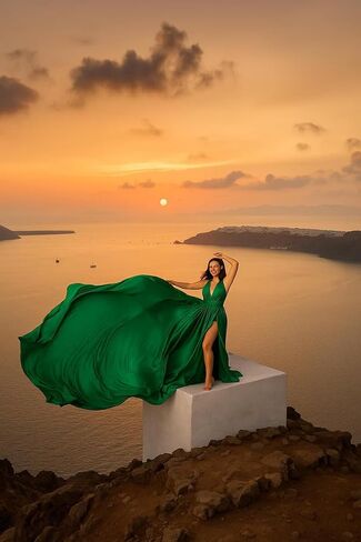Long Flying Dress for Photoshoot Asymmetrical Flying Dress Made-to-Order Infinity Dress Photoshoot Flowing Beach Dress Dramatic Flowy Dresses Rose Gold in Kuwait