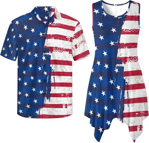 TOADDITDO Sleeveless Sundresses for Women Summer Flowy Midi Dress and Mens Button Down Shirts Matching Couples Outfits in Saudi Arabia
