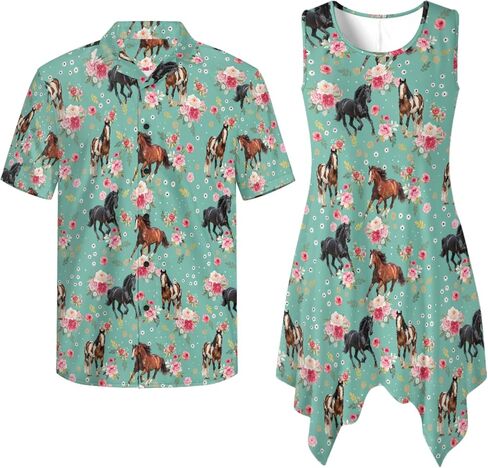 TOADDITDO Sleeveless Sundresses for Women Summer Flowy Midi Dress and Mens Button Down Shirts Matching Couples Outfits in Saudi Arabia