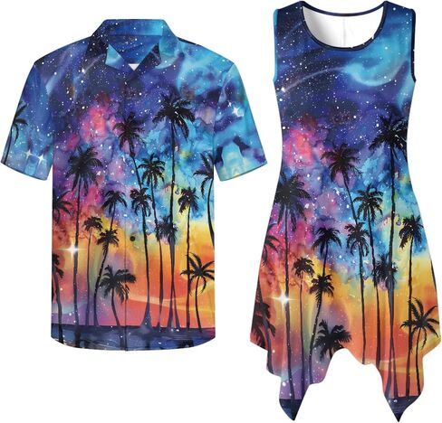 TOADDITDO Sleeveless Sundresses for Women Summer Flowy Midi Dress and Mens Button Down Shirts Matching Couples Outfits in Saudi Arabia