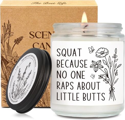 Motivational Fitness Candle Gift to Women Gym Enthusiast, Squat Because No One Raps About Little Butts Candle, Funny Encouragement Candles Gift to Friend Her, Workout Exercise Sports Lover60 in Saudi Arabia
