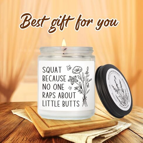 Motivational Fitness Candle Gift to Women Gym Enthusiast, Squat Because No One Raps About Little Butts Candle, Funny Encouragement Candles Gift to Friend Her, Workout Exercise Sports Lover60 in Saudi Arabia