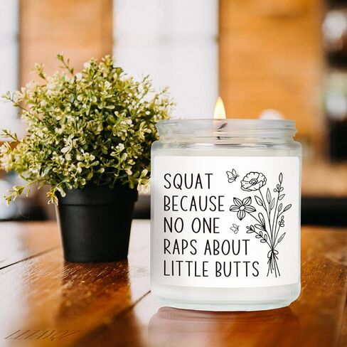 Motivational Fitness Candle Gift to Women Gym Enthusiast, Squat Because No One Raps About Little Butts Candle, Funny Encouragement Candles Gift to Friend Her, Workout Exercise Sports Lover60 in Saudi Arabia