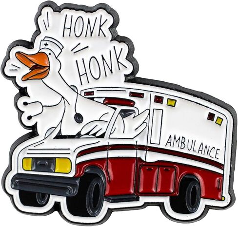 Honk Honk Silly Goose Driving سيارة إسعاف المينا دبوس، لطيف EMS أوزة دبوس بروش، هدية مضحكة لعمال الرعاية الصحية المسعفين EMT، شارات بروش الطوارئ الطبية، EMS شارة طية صدر السترة الفكاهة الطبية، إكسسوارات مجوهرات حيوانات كرتونية in Kuwait