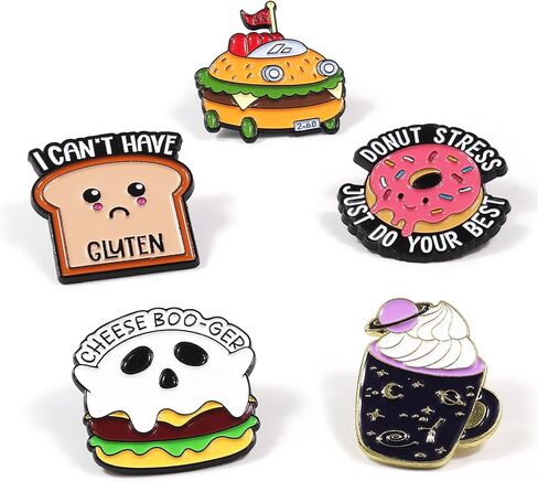 Food Meme Brooches 5PCS, Cute Brooch Pins Set, Funny Enamel Pin, Aesthetic Pins For Bags, Clothing Backpack Hat Decoration, Graduation Gift, Party Favors Gift in Saudi Arabia
