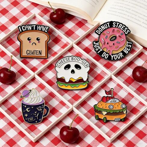 Food Meme Brooches 5PCS, Cute Brooch Pins Set, Funny Enamel Pin, Aesthetic Pins For Bags, Clothing Backpack Hat Decoration, Graduation Gift, Party Favors Gift in Saudi Arabia