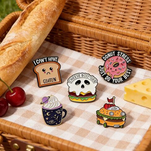 Food Meme Brooches 5PCS, Cute Brooch Pins Set, Funny Enamel Pin, Aesthetic Pins For Bags, Clothing Backpack Hat Decoration, Graduation Gift, Party Favors Gift in Saudi Arabia