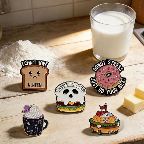 Food Meme Brooches 5PCS, Cute Brooch Pins Set, Funny Enamel Pin, Aesthetic Pins For Bags, Clothing Backpack Hat Decoration, Graduation Gift, Party Favors Gift in Saudi Arabia