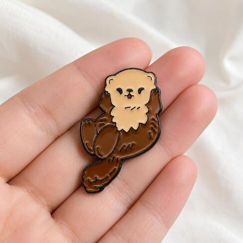 Funny Floating Otter Pin - Enamel Sea Otter Pins Brooch for Backpack, Jackets, Hats. Cartoon Animal Brooches Gift for Men, Women, Adults, Friends and Family in Saudi Arabia