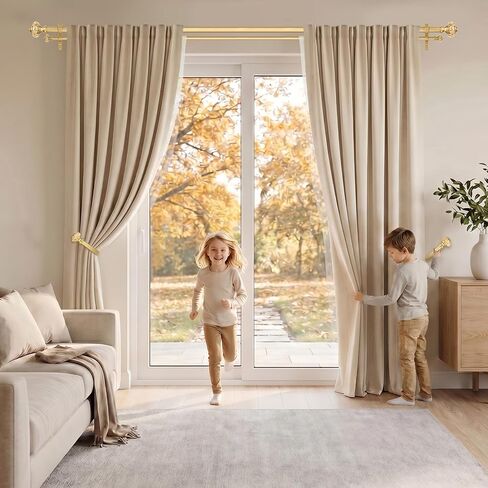 Curtain Holdbacks 2 Pack, Gold Metal Curtain Tiebacks with Decorative Vintage Crystal Finials, Drapery Hooks Holders for Wall, Easy to Install in Saudi Arabia