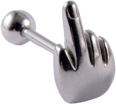 14G Finger Tongue Rings 316L Surgical Steel Tongue Barbell Statement Solid Color Middle Finger Tongue Studs Rings Cartilage Helix Earrings Tongue Piercing Jewelry in Kuwait