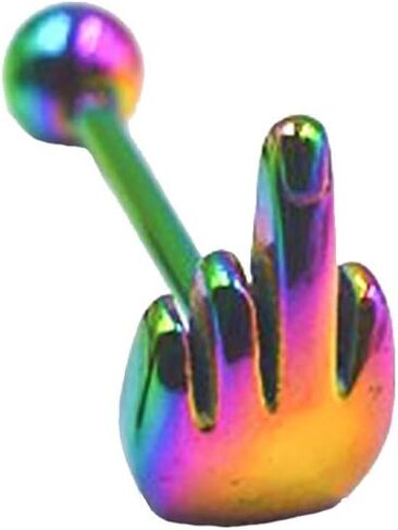 14G Finger Tongue Rings 316L Surgical Steel Tongue Barbell Statement Solid Color Middle Finger Tongue Studs Rings Cartilage Helix Earrings Tongue Piercing Jewelry in Kuwait