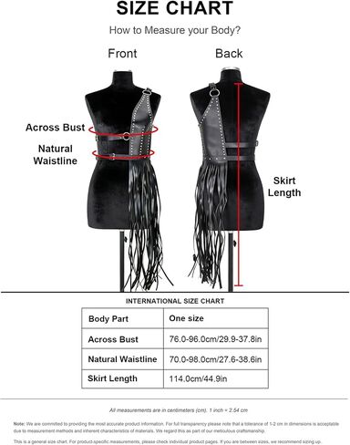 Women Faux Leather Body Harness with Fringe Skirt, Adjustable Studded Waist Harness Belt with Alloy Hardware, Punk Gothic Festival Outfit Accessory for Party, Stage, Cosplay(Waist 27.6-38.6in) in Saudi Arabia