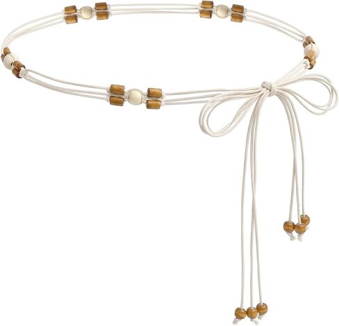 LIMHOO Women's Boho Braided Belt Adjustable Beaded Rope Waist Belts for Dresses in Saudi Arabia