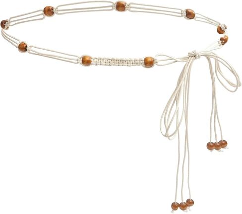 LIMHOO Women's Boho Braided Belt Adjustable Beaded Rope Waist Belts for Dresses in Saudi Arabia