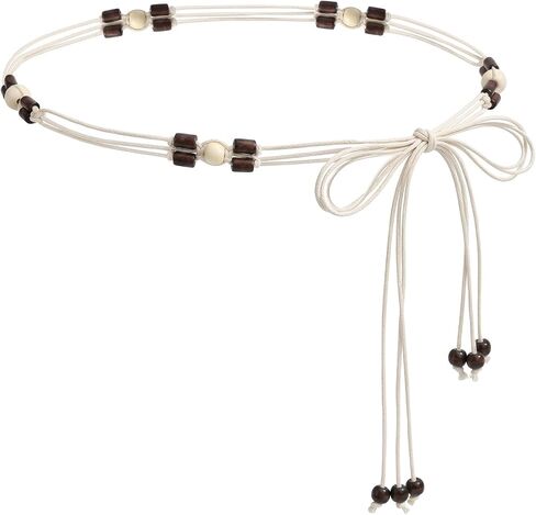 LIMHOO Women's Boho Braided Belt Adjustable Beaded Rope Waist Belts for Dresses in Saudi Arabia