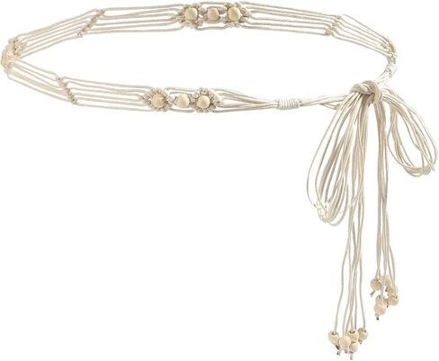 LIMHOO Women's Boho Braided Belt Adjustable Beaded Rope Waist Belts for Dresses in Saudi Arabia