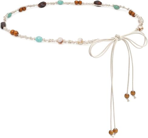 LIMHOO Women's Boho Braided Belt Adjustable Beaded Rope Waist Belts for Dresses in Saudi Arabia