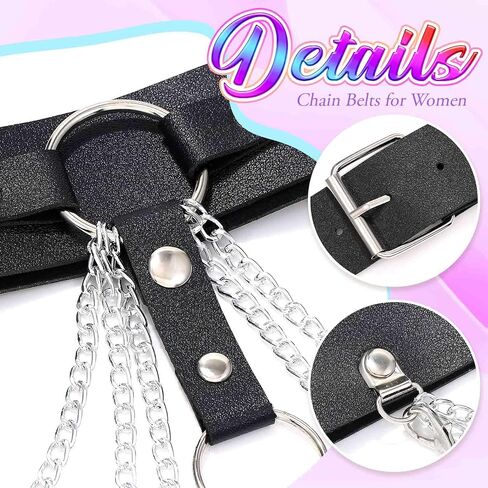 BODIY Leather Waist Chain Belt Black Layered Waist Belt Plus Size Gothic Chain Belts Rave Body Chains for Women in Kuwait