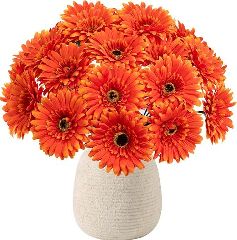 20 Pcs Fake Silk Gerbera Daisy Artificial Flowers with Stems Faux Daisies Flower Bulk for DIY Art Crafts Home Wedding Party Vase Centerpieces Tables Garland Wreath Decoration (Multi Color) in Saudi Arabia