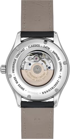 Frederique Constant Men's Automatic Classics, 40mm Silver-Tone Stainless Steel Case with a Black Leather Strap and a Green Heart Beat Dial (Style: FC-310MCK5B6) in Saudi Arabia