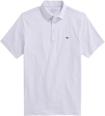 Vineyard Vines St. Jean Stripe Sankaty Performance Polo، قبعة بيضاء/ليلك، L in Kuwait