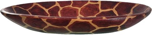 Hand-Carved Wooden Animal Print Bowl: Artisan Animal Trinket Dish, Ring Tray & Jewelry Organizer (Giraffe, 8x5 Inch) in Saudi Arabia