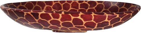 Hand-Carved Wooden Animal Print Bowl: Artisan Animal Trinket Dish, Ring Tray & Jewelry Organizer (Giraffe, 8x5 Inch) in Saudi Arabia