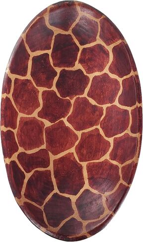 Hand-Carved Wooden Animal Print Bowl: Artisan Animal Trinket Dish, Ring Tray & Jewelry Organizer (Giraffe, 8x5 Inch) in Saudi Arabia