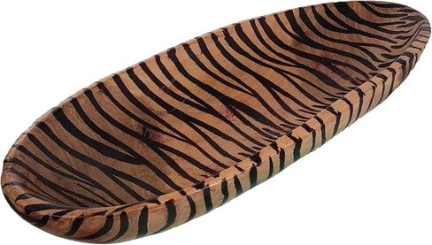 Hand-Carved Wooden Animal Print Bowl: Artisan Animal Trinket Dish, Ring Tray & Jewelry Organizer (Giraffe, 8x5 Inch) in Saudi Arabia