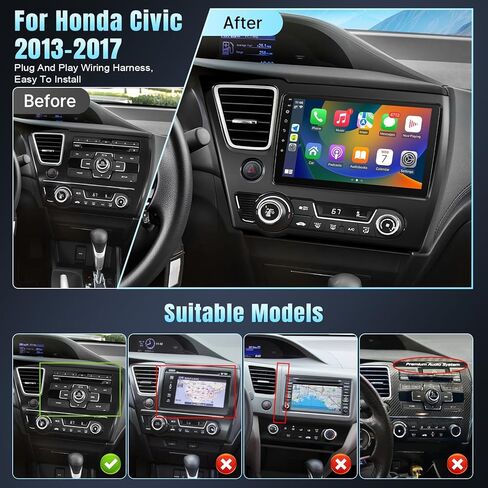 Car Stereo Radio for Honda Civic 2001 2002 2003 2004 2005 Wireless Apple CarPlay, Android Auto, Backup Camera, Microphone, Bluetooth, GPS Navigation in Saudi Arabia