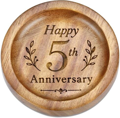 Wooden Ring Dish - 5 Year Anniversary Wood Gift for Him Her, 5th Wedding Anniversary Wooden Gifts for Wife Husband, 5 Year Marriage Aniversario Gifts for Couples, Valentines Birthday Gift in Saudi Arabia