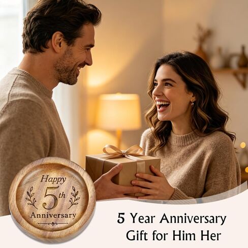 Wooden Ring Dish - 5 Year Anniversary Wood Gift for Him Her, 5th Wedding Anniversary Wooden Gifts for Wife Husband, 5 Year Marriage Aniversario Gifts for Couples, Valentines Birthday Gift in Saudi Arabia