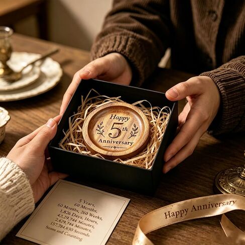 Wooden Ring Dish - 5 Year Anniversary Wood Gift for Him Her, 5th Wedding Anniversary Wooden Gifts for Wife Husband, 5 Year Marriage Aniversario Gifts for Couples, Valentines Birthday Gift in Saudi Arabia