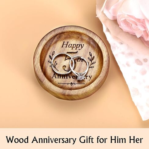Wooden Ring Dish - 5 Year Anniversary Wood Gift for Him Her, 5th Wedding Anniversary Wooden Gifts for Wife Husband, 5 Year Marriage Aniversario Gifts for Couples, Valentines Birthday Gift in Saudi Arabia