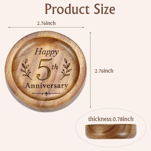 Wooden Ring Dish - 5 Year Anniversary Wood Gift for Him Her, 5th Wedding Anniversary Wooden Gifts for Wife Husband, 5 Year Marriage Aniversario Gifts for Couples, Valentines Birthday Gift in Saudi Arabia