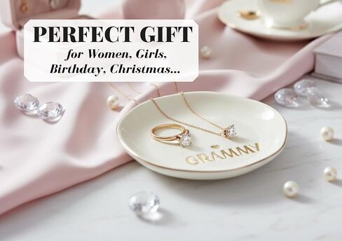 InnoBeta Grammy Gifts for Grandma, Ceramic Ring Dish 4.75", Handcrafted Jewelry Tray, Decorative Trinket Dish for Rings Earrings Necklaces, Birthday & Mother’s Day Gift in Kuwait