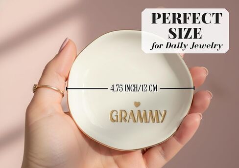 InnoBeta Grammy Gifts for Grandma, Ceramic Ring Dish 4.75", Handcrafted Jewelry Tray, Decorative Trinket Dish for Rings Earrings Necklaces, Birthday & Mother’s Day Gift in Kuwait