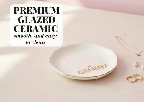 InnoBeta Grammy Gifts for Grandma, Ceramic Ring Dish 4.75", Handcrafted Jewelry Tray, Decorative Trinket Dish for Rings Earrings Necklaces, Birthday & Mother’s Day Gift in Kuwait